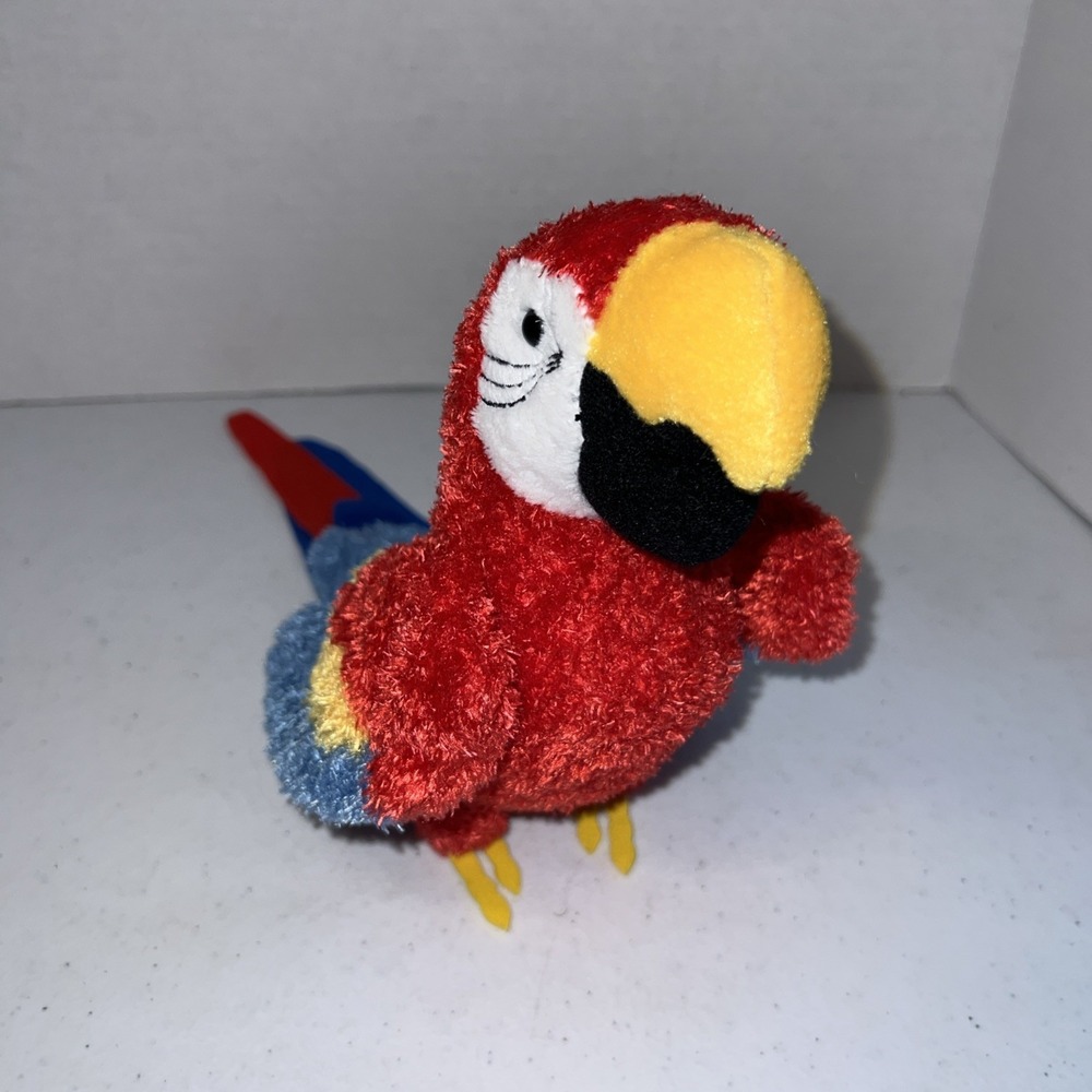 Douglas PARROT Macaw 8" Plush Beanie Stuffed Animal Red Yellow Blue‎ Toy